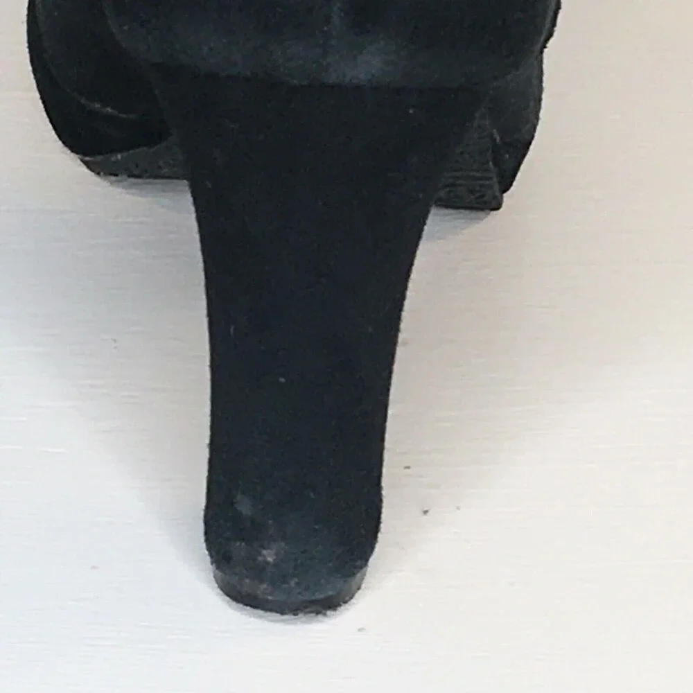 Adrienne Vittadini Patrick Suede Heeled boots Black Knee High Zip Up Women's 7.5